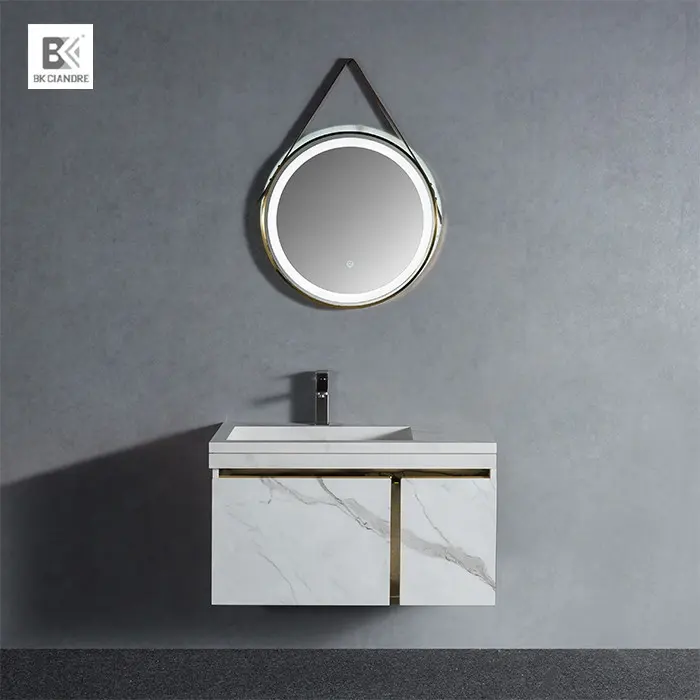 Factory Directly modern hotel hanging waterproof mirror wash basin vanity bathroom cabinet