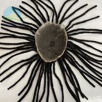 Dreadlocks Afro Naturels en Cheveux Humains, Prothèses Capillaires Noires Naturelles, Perruque Complète en Dentelle de 12 Pouces pour Hommes et Garçons
