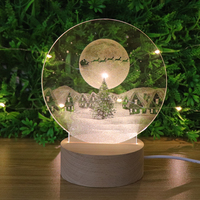 Idée cadeau LED Base en bois Lampe d'ambiance Gravure laser Acrylique Veilleuse USB Lampe de bureau pour décor de chambre à coucher
