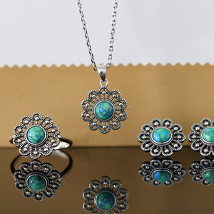 Diseño Popular 925 plata esterlina con anillo turquesa pendientes colgantes conjuntos de joyería para mujer joyería de moda personalizada - Product Image 4