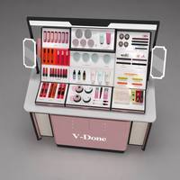 Comptoir de test de maquillage cosmétique personnalisé avec éclairage LED, kiosque d'affichage de beauté avec tiroirs de rangement pour boutique de cosmétiques, kiosque de centre commercial