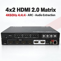 Commutateur matriciel HDMI 4K60 4 entrées 2 sorties avec extraction audio ARC HDR EDID, interface Web et contrôle LAN