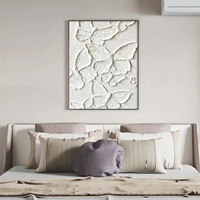 Pintura de Mariposas Blancas Texturizadas Pintadas a Mano, Arte de Pared en Impasto 3D, Arte en Lienzo, Pintura al Óleo Abstracta Moderna para Decoración del Hogar y Hoteles