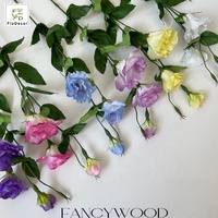 Fleur artificielle en soie Eustoma Lisianthus à 4 têtes de 90 cm pour la décoration de centre de table à la maison, pour mariage ou fête - Vente en gros