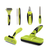 Kit d'outils de toilettage professionnel 6 pièces pour animaux de compagnie brosses autonettoyantes ensemble de peignes matière plastique en acier inoxydable pour le toilettage des chiens et chats