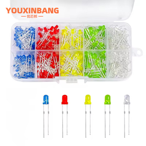 500 pezzi diodi emettitori di luce rotondi a LED 5 valori 3mm Kit di circuiti Multicolor assortiti (rosso/verde/giallo/bianco/blu ogni 100 pezzo) - Product Image 4