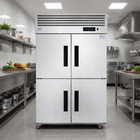 Réfrigérateur commercial de luxe grande capacité 4 portes en acier inoxydable pour boulangerie et congélateur
