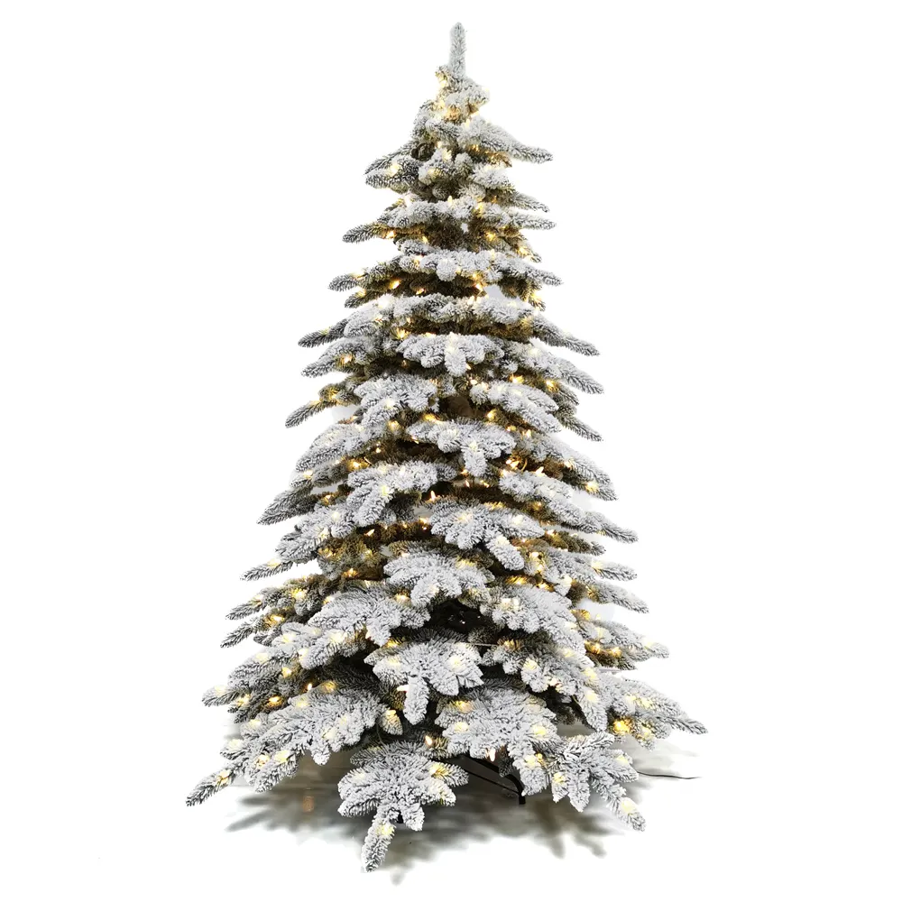 Árbol de pino de Navidad Artificial con bisagras flocado Premium con nieve