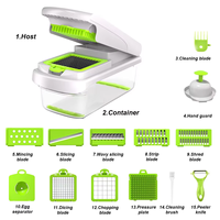 Vente flash : Coupe-légumes manuel multifonctionnel, trancheuse, hachoir, mandoline de cuisine, hachoir à tomates, lames en acier inoxydable