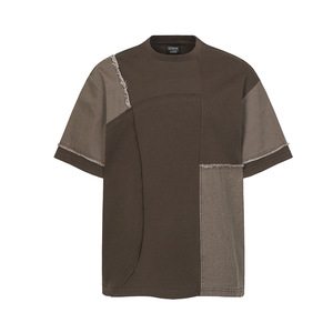 Camiseta Holgada de Manga Corta con Cuello Redondo y Bloques de Color Estilo Patchwork para Hombre, Estilo Hip <span class=keywords><strong>Hop</strong></span> Desestructurado, Casual y Urbano - Product Image 1