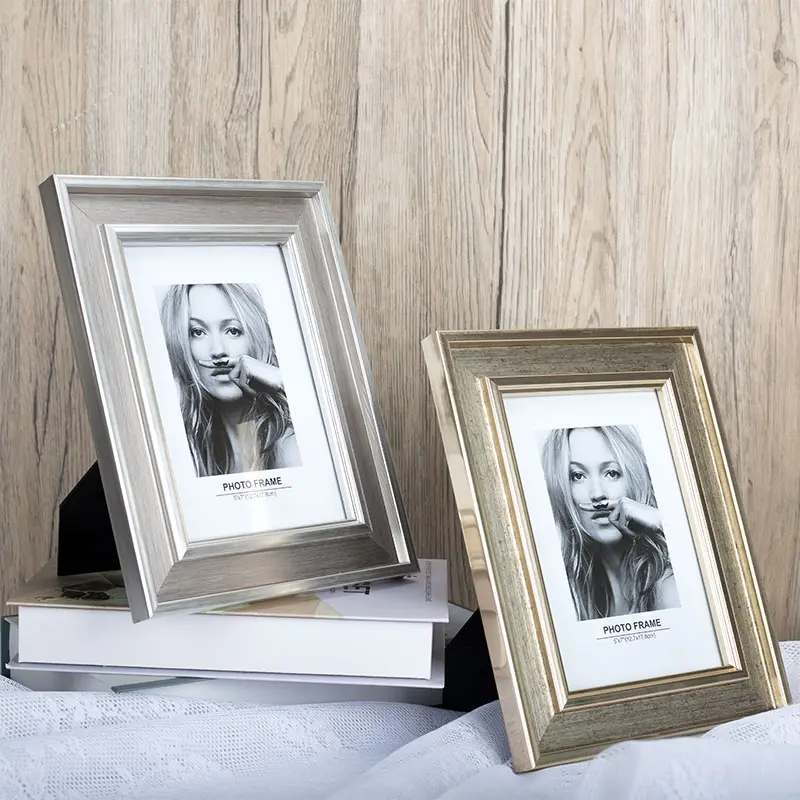 European And American Style Desktop Picture Frame Wooden Metallic Frame Decoration For Photo
