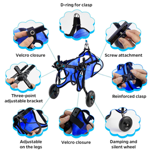 Xe lăn cho thú cưng XS-M, hợp kim nhôm, chất liệu PP Polyester, có thể điều chỉnh, gấp gọn, xe lăn cho chó khuyết tật, chó già, hỗ trợ chân thú cưng, sản phẩm dành cho thú cưng - Product Image 2