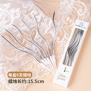 เทียนวันเกิดรูปทรงโค้งดีไซน์เกลียวตกแต่งเค้กสไตล์ฮันนี่แอนด์สวีทเนส อุปกรณ์ตกแต่งเค้กสไตล์อินส์ - Product Image 3