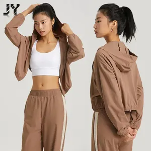 Joyyoung 긴 소매 UPF 50 + 여름 안티 UV 러닝 재킷 후드 여성용 빠른 건조 방풍 지퍼 래쉬 가드