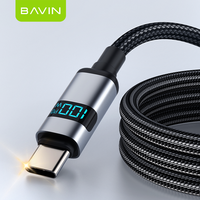 Câble USB-C vers USB-C BAVIN CB368 CC 100W à charge rapide avec écran LED en PVC pour téléphone portable Android et ordinateur portable