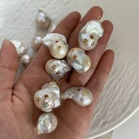 Exquis baroque perle d'eau douce plaqué or coloré CZ pendentif à breloques pour les femmes bijoux de mode