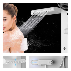 Ensemble de douche en laiton massif avec étagères murales, eau froide <span class=keywords><strong>et</strong></span> chaude, pomme de douche à affichage numérique avec augmentation de la pression - Product Image 3