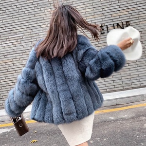 Giacche in vera <span class=keywords><strong>pelliccia</strong></span> di volpe invernale corta da donna di alta qualità Furry Thick Warm Custom Plus Size 5x Blue Fur Coat - Product Image 3