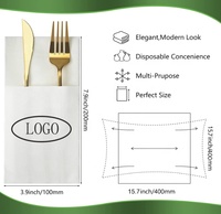 Serviette blanche en papier imprimé avec couteau et fourchette pour Restaurant