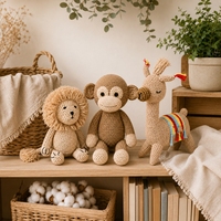 Amigurumi, animaux mignons tricotés à la main, jouets en peluche doux au crochet, poupées en coton, lion, singe, alpaga