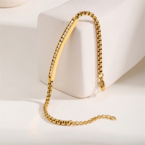 Retro Gold Plated High-end Curved Rhinestone Jewelry Zircon Chain <b>Bracelet</b> for <b>Couple</b> - Product Image 5