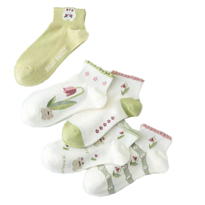 For Wholesale Japanese Sports <strong>Socks</strong> Women Green Cartoon <strong>Pattern</strong> Cute Fresh Crew Cuff Short Tube Boat <strong>Socks</strong> Spring Summer - Product Image 5