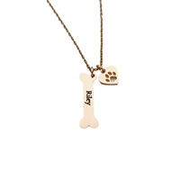 Collier personnalisé en acier inoxydable avec nom de chien et pendentif en forme d'os ou de patte pour animaux de compagnie, idéal pour le dropshipping et comme cadeau