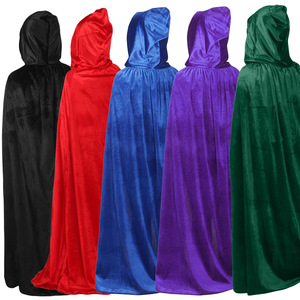 Capa de terciopelo para adultos y niños, disfraz unisex de fibra de poliéster de color sólido, ropa para fiesta de Halloween - Product Image 4
