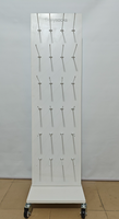 Présentoir de panneau de cheville en métal pour magasin de détail-Double face, assemblage facile avec longs crochets et roulettes réglables