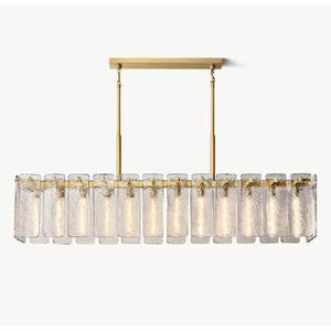 Lampe suspendue contemporaine moderne pour îlot de cuisine, grande lampe rectangulaire en verre italien haut de gamme, lustre de luxe - Product Image 5