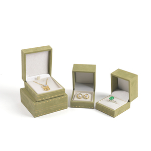 Chen lu tùy chỉnh sang trọng màu xanh lá cây nhung đồ trang sức Hộp nhẫn, lót mềm, ren đồ trang sức bao bì hộp. - Product Image 4