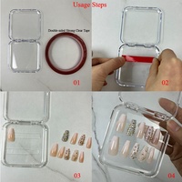 Boîte de rangement anti-poussière pour faux ongles, présentoir transparent rose pour bijoux, boîtes d'emballage pour ongles à presser