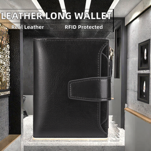 Portefeuille simple ultra-mince de style vintage Porte-monnaie en cuir véritable Portefeuille multi-cartes de grande capacité Caractéristique RFID - Product Image 2