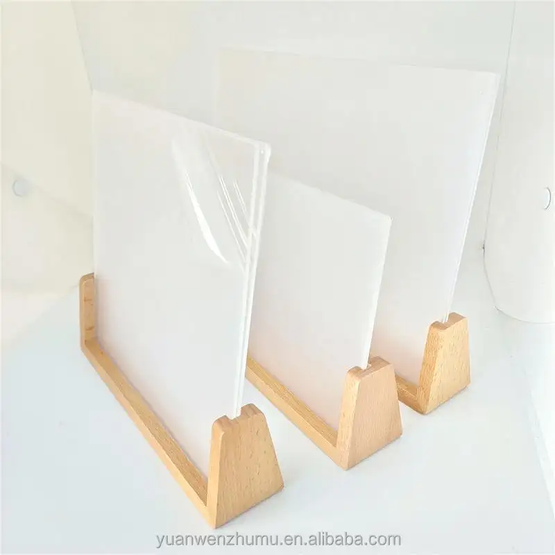 Beech Wooden Calendar Photo Souvenir Base LOGO Menu Writing Board Card Base U-shaped Photo Frame Wooden Base and Acrylic Board