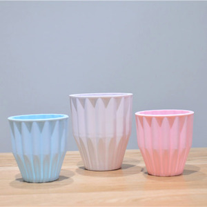 YICAI <strong>Vertical</strong> Stripe Flowerpot Plant Melamine Round Plastic Environmental Protection <strong>Maceta</strong> - Product Image 6