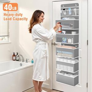 Over The Door Organizer 6 <b>Shelves</b> Detachable Hanging Storage Solution With 5 Large Pockets And 3 PVC Pockets Grey - Product Image 5