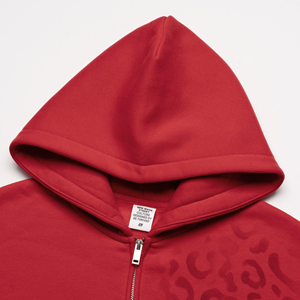 Sudadera con capucha para hombre personalizada, con cremallera, estampado de leopardo teñido liso, logo bordado con efecto desgastado, corte holgado y extragrande, de algodón pesado de 345 g/m² - Product Image 5