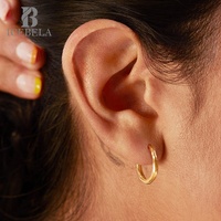 Boucles d'oreilles créoles minimalistes Siren Muse en argent sterling 925 plaqué or 18 carats pour filles, bijoux fins, vente en gros