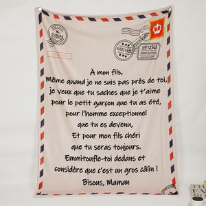 Manta de franela con estampado Digital para mamá <span class=keywords><strong>y</strong></span> papá, manta de forro polar personalizada con letras de Love Air Mail - Product Image 6