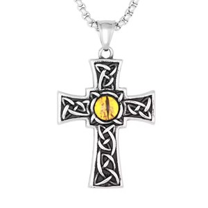 Joyería de alta calidad que no se deslustra, collar con colgante de Cruz de ojo de diablo con nudo celta irlandés de acero inoxidable personalizado para mujeres y hombres - Product Image 1