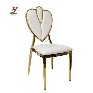 Muebles de exterior Sillas de comedor para invitados de boda de acero inoxidable para eventos dorados modernos especiales