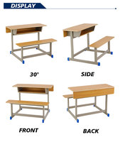Ensemble moderne de bureau et banc en bois pour deux élèves avec chaise, idéal pour les salles de classe et les repas