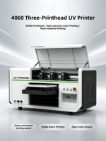 Imprimante UV 4060 à 3 têtes d'impression CMYK LC LM Blanc Vernis, Machine d'impression à plat et cylindrique avec positionnement visuel et séchage UV LED