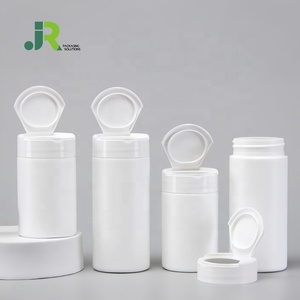 Botella de Plástico HDPE <span class=keywords><strong>JERO</strong></span> de Boca Ancha y Forma Cilíndrica Recta de 100ml/150ml/300ml para Alimentos, Azúcar, Suplementos, Medicamentos y Pastillas, con Tapa Abatible - Product Image 1