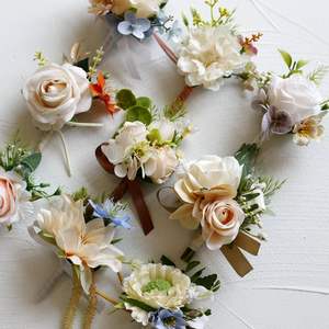 All'ingrosso sposa sposo matrimonio festa del ballo di fine anno del fiore artificiale colore Champagne serie spilla spalla fiore fiore corpetto fiore - Product Image 5