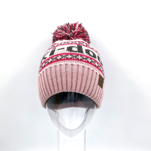 Lông cừu lót Nhiệt Mùa Đông thể thao Jacquard đan trẻ em trường Pom Beanie lớn Bobble mũ với biểu tượng tùy chỉnh - Product Image 6