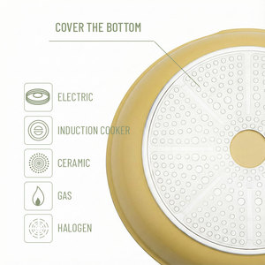 Juego de Ollas y Sartenes de Aluminio Amarillo E-Top, No Tóxicas, Aptas para Cocina de Gas e Inducción, Apilables, con Asas - Product Image 6
