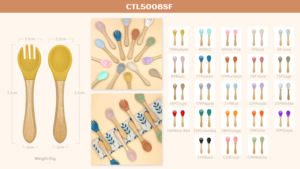 Cuillère à manche en bambou Bebes ODM et OEM à tête en silicone et cuillères à manche en bois Logo personnalisé - Product Image 6