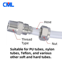 Adaptateur rapide pneumatique mâle BSPP 1/8" 1/4" 3/8" pour tube PU 6/8/10/12mm DE, en acier inoxydable 316 usiné CNC