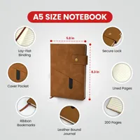 Carnet de notes vintage en similicuir rigide A4/A5/A6, rechargeable, avec pages épaisses, agenda, journal
